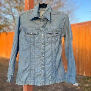 Vintage 1970s Lee Light Blue Denim Men's Shirt Jacket